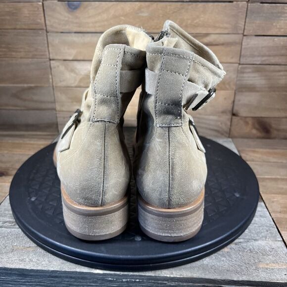 Paul Green Women's Size 8 Wyatt Taupe Leather Buckle Ankle Zip Up Booties NWOB - Picture 4 of 10